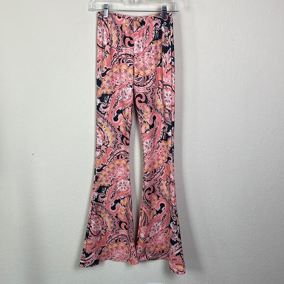 Nasty Gal hippie flare bell bottom pull on elastic waist pants women’s 4 - Picture 1 of 15